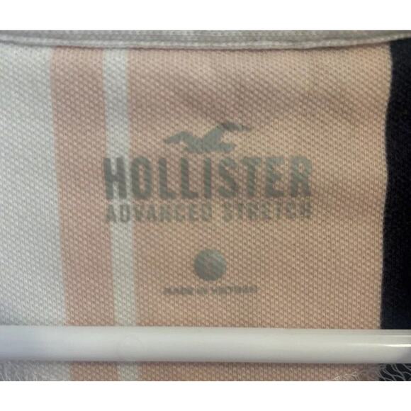 Hollister Polo Shirt‎ Mens Large Pink Blue White Stretch Collared Preppy (e1) - Picture 5 of 6